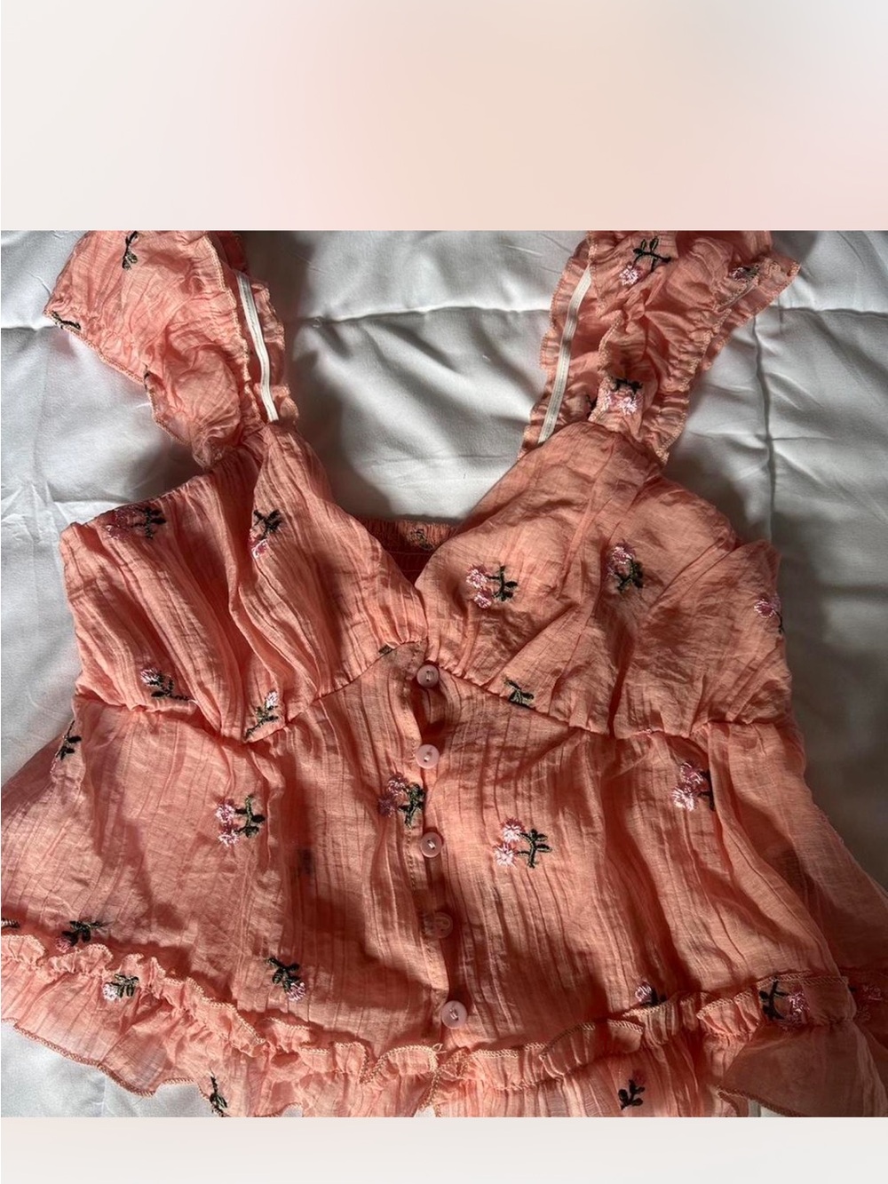 Romantic Pink Ruffle Button-Front Cami Top - Picture 5 of 7